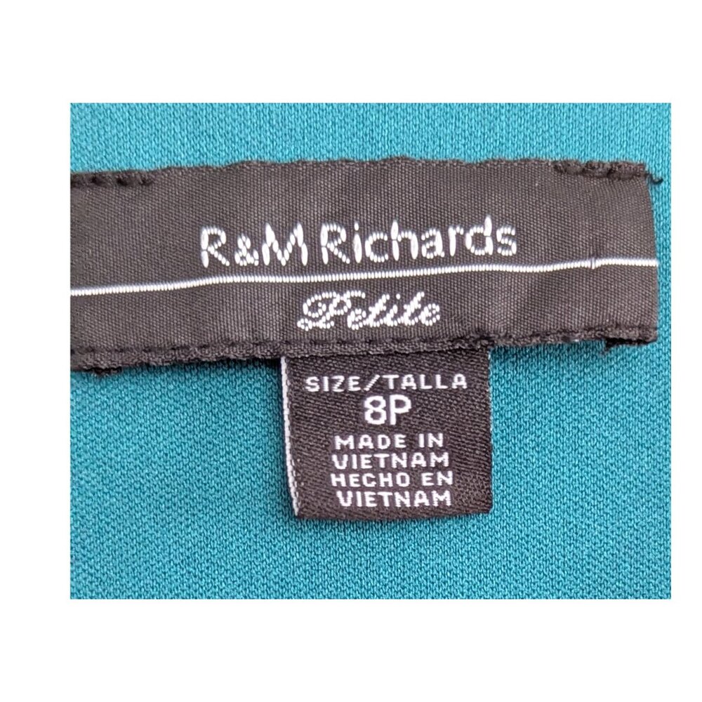 R&M Richards Petite Teal Fit & Flare Dress Rhinestone Buckle NWT | Size 8P - Picture 6 of 6